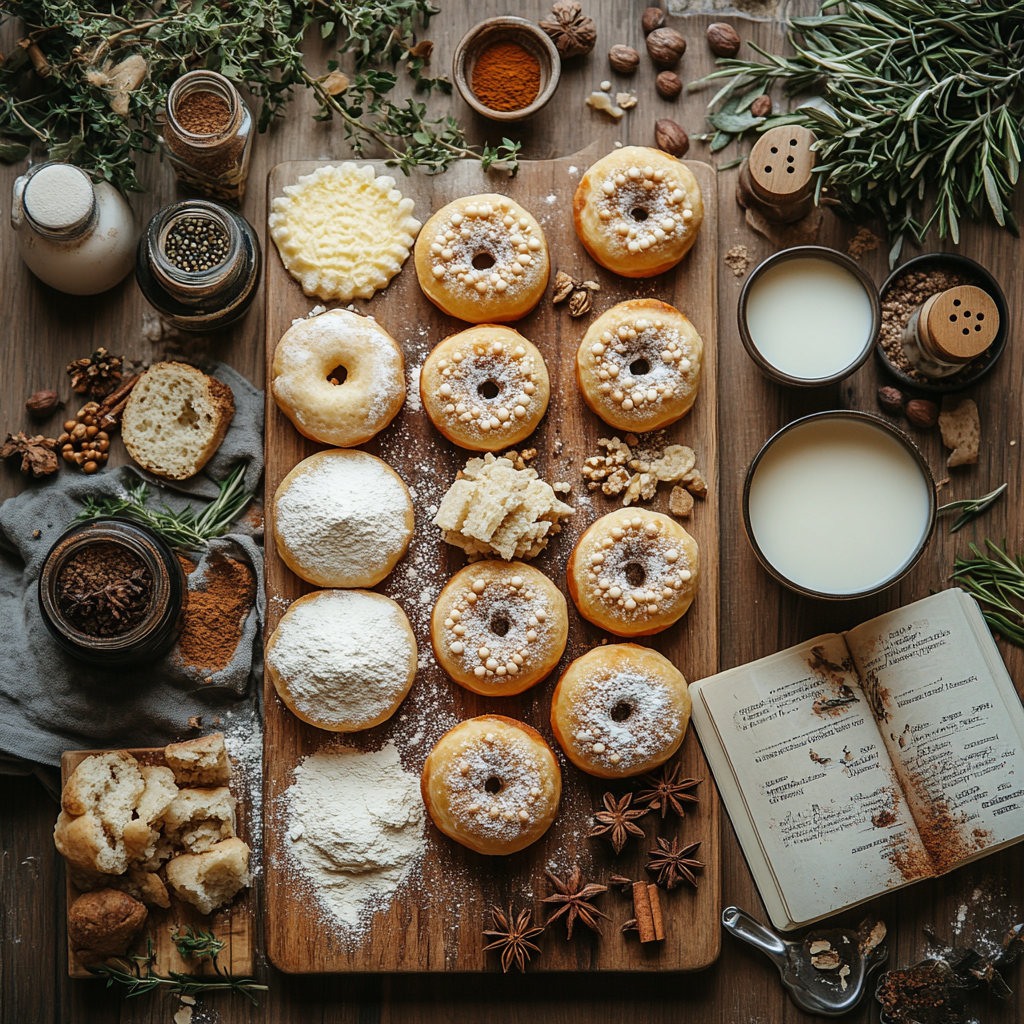 Vegan Donut Ingredient Prep Vegan donut ingredients on a kitchen counter